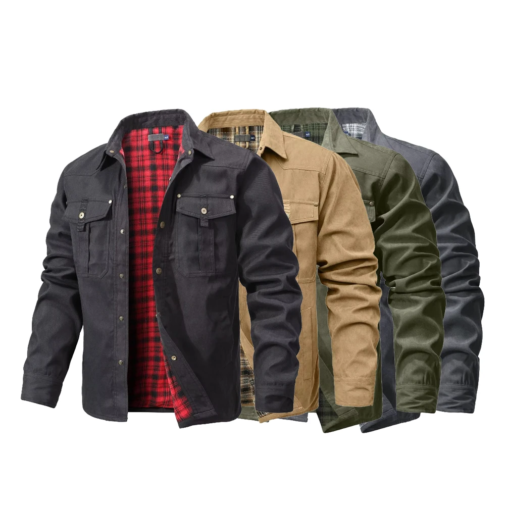Flannel Shirt Lined - Giacche da uomo Camicia foderata in