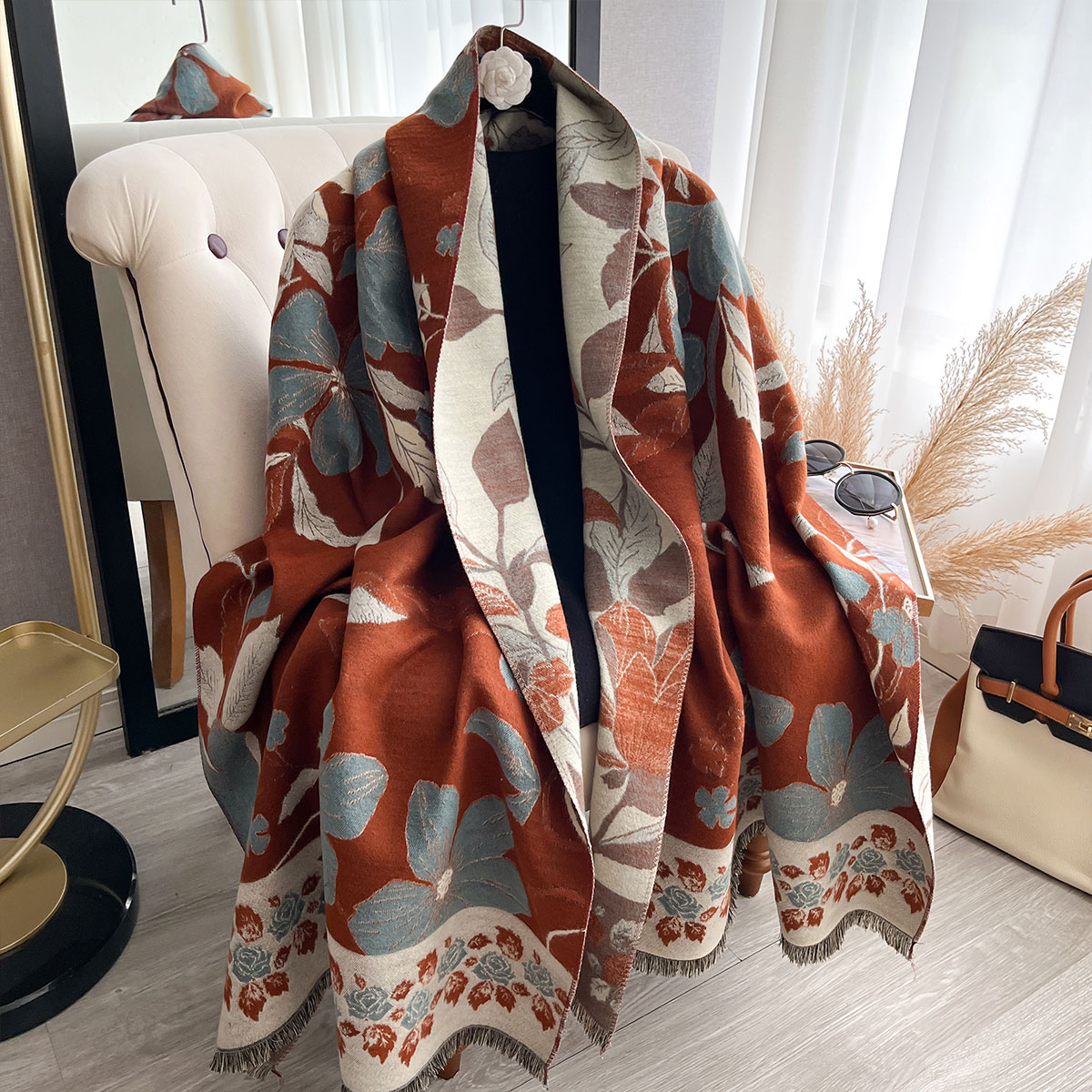 Cashmere Pashmina Wrap - Donne Addensare Lusso Inverno Paisley Sciarpe