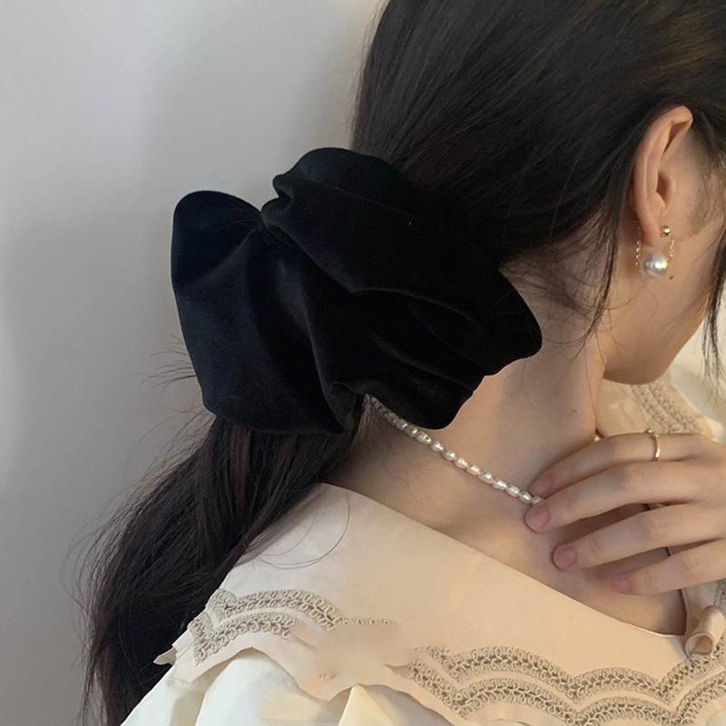 Winter Headband Fleece - Scrunchies in velluto nero oversize Fascette